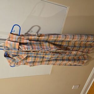 lands end plaid sleeveless shirtdress